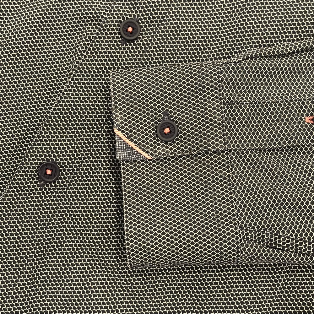 Ted Baker London Men’s Long-Sleeve Geometric Print Dress Shirt Flip Cuff 7/3XL - Picture 9 of 16